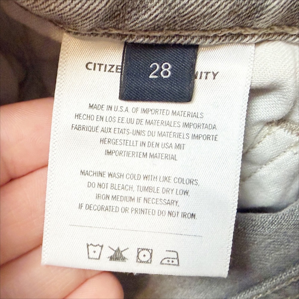 Citizens of Humanity Isola Straight Cropped Jeans 28 Faded Grey Raw Hem Frayed - Picture 9 of 10